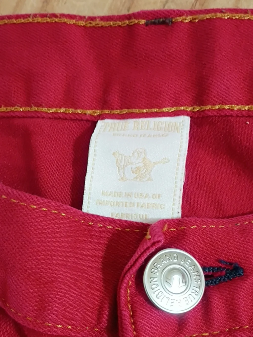True Religion Rocco Red Denim Slim Straight Jeans Size 29 Inseam 34